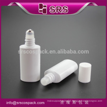 SRS new product made in China plastic empty eye cream container, 12ml roller ball PET bottle with stainless steel ball